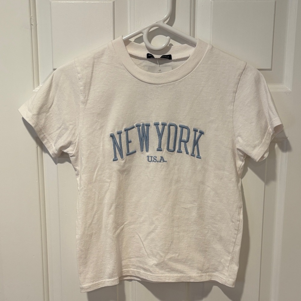 White T-Shirt with Blue New York Print